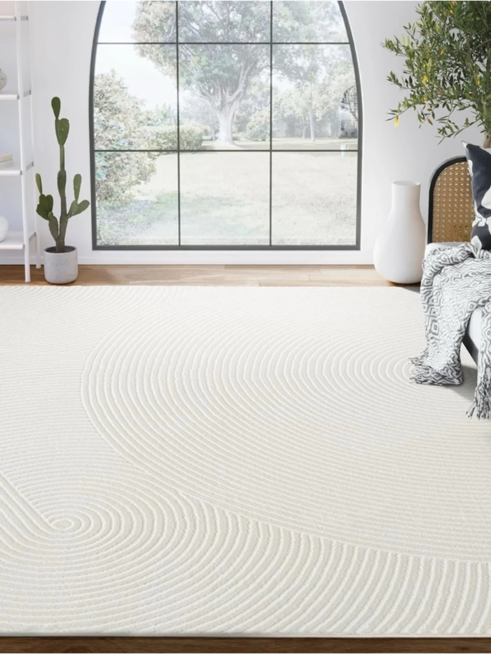 Textured Spiral Accent Wallpaper in White -